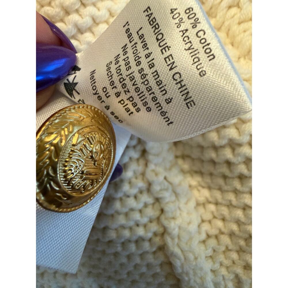 John + Jenn Cream Knit Sweater Vest Gold Button Pocket Open Front Size Large - Picture 7 of 8
